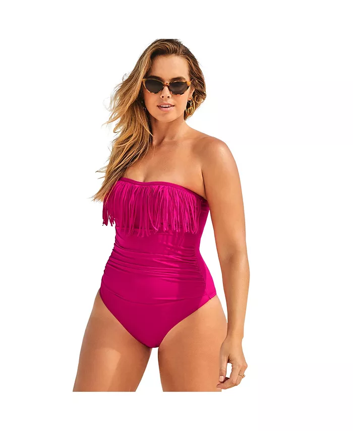 

Женский купальник-бандо с бахромой One Piece Swimsuits for All, розовый