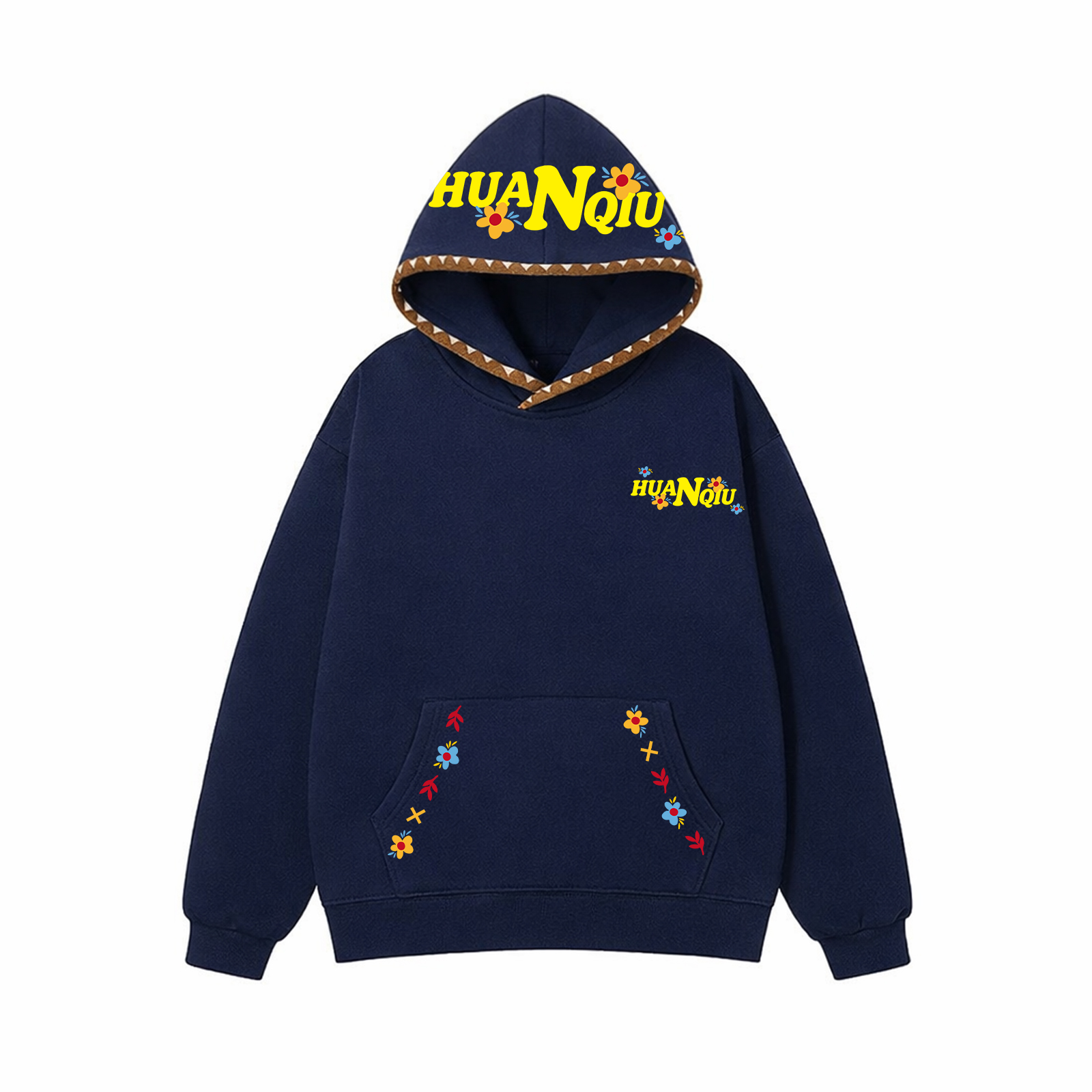 

Толстовка Unisex Hooded Moderate Heavyweight HUANQIU, темно-синий (желтый)