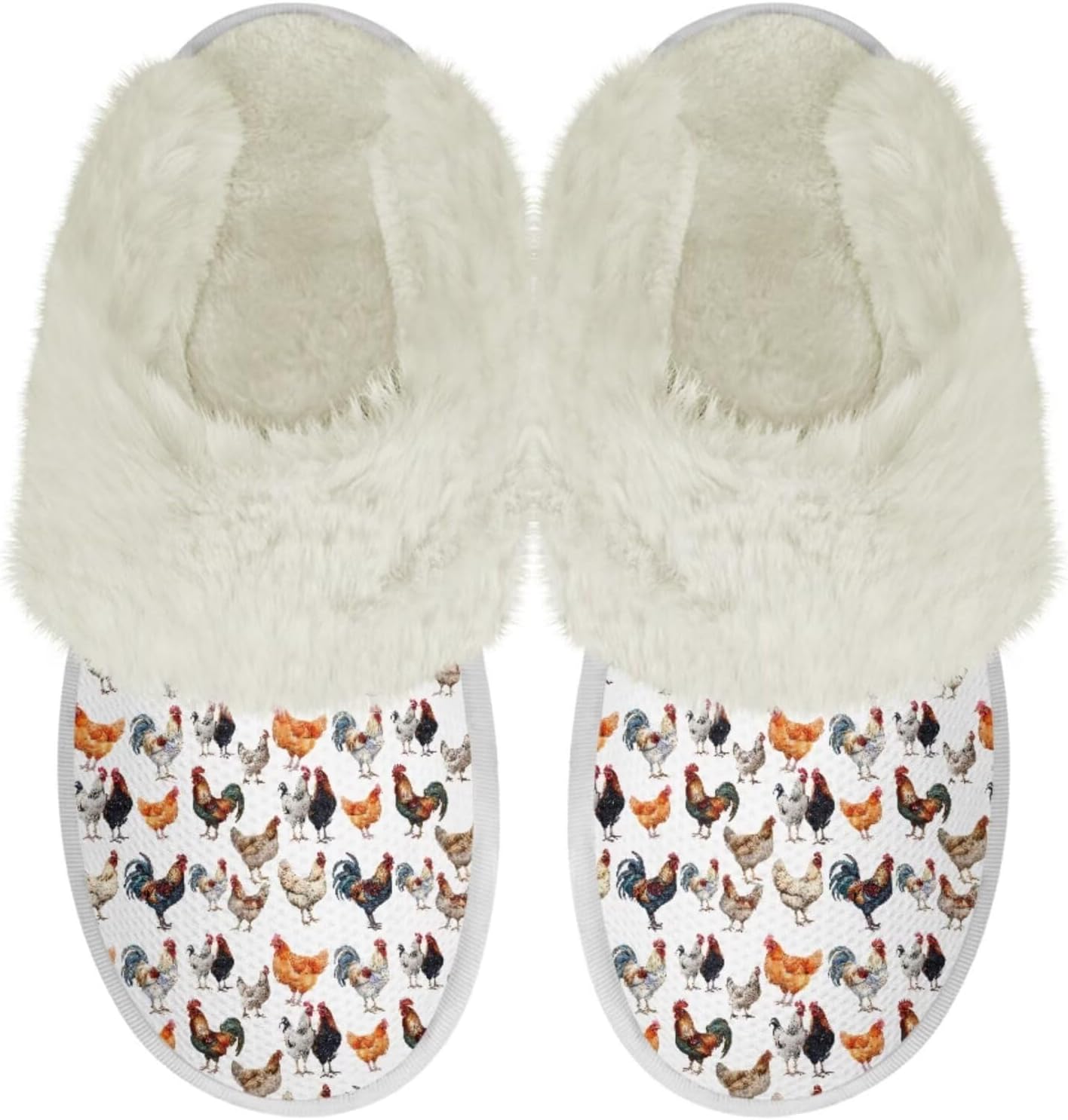 

Женские пушистые тапочки Binienty, домашние тапочки для мужчин и женщин, повседневная зимняя обувь для дома, Rooster