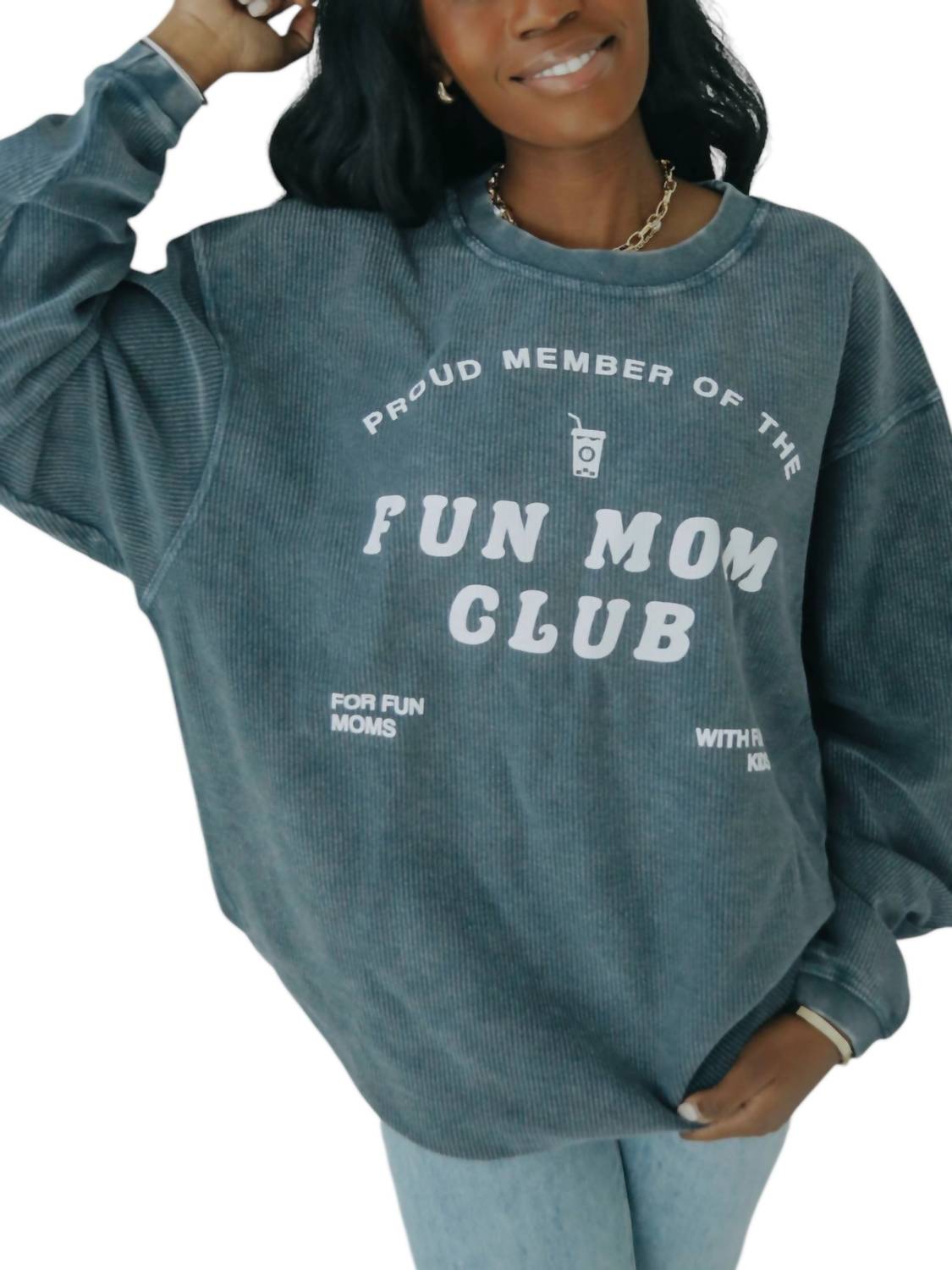 

Свитшот Fun Mom Club в стиле «корд» цвета «уголь» FRIDAY + SATURDAY, цвет charcoal