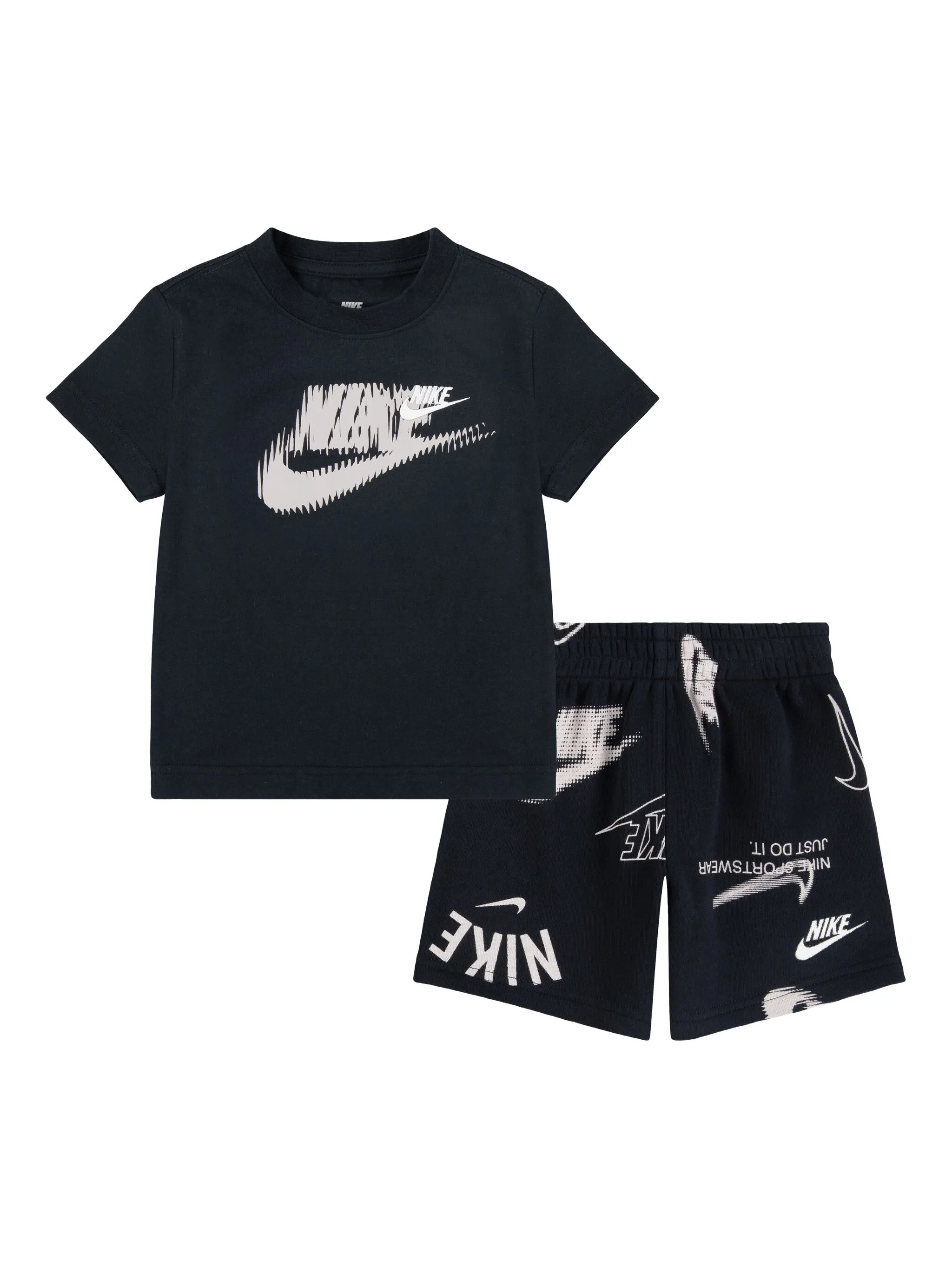 

Комплект из топа и шортов с принтом Swoosh Nike Kids, черный