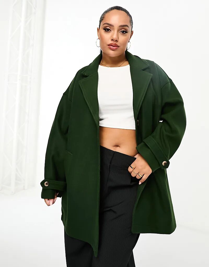 

Куртка Noisy May Curve с большим воротником цвета хаки