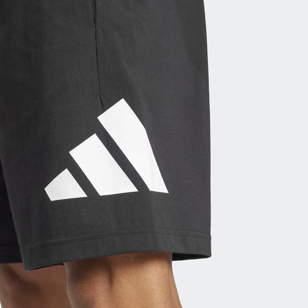 Мужские Essentials Большой Логотип Одинарный Джерси Шорты Adidas, чёрный — фото 3
