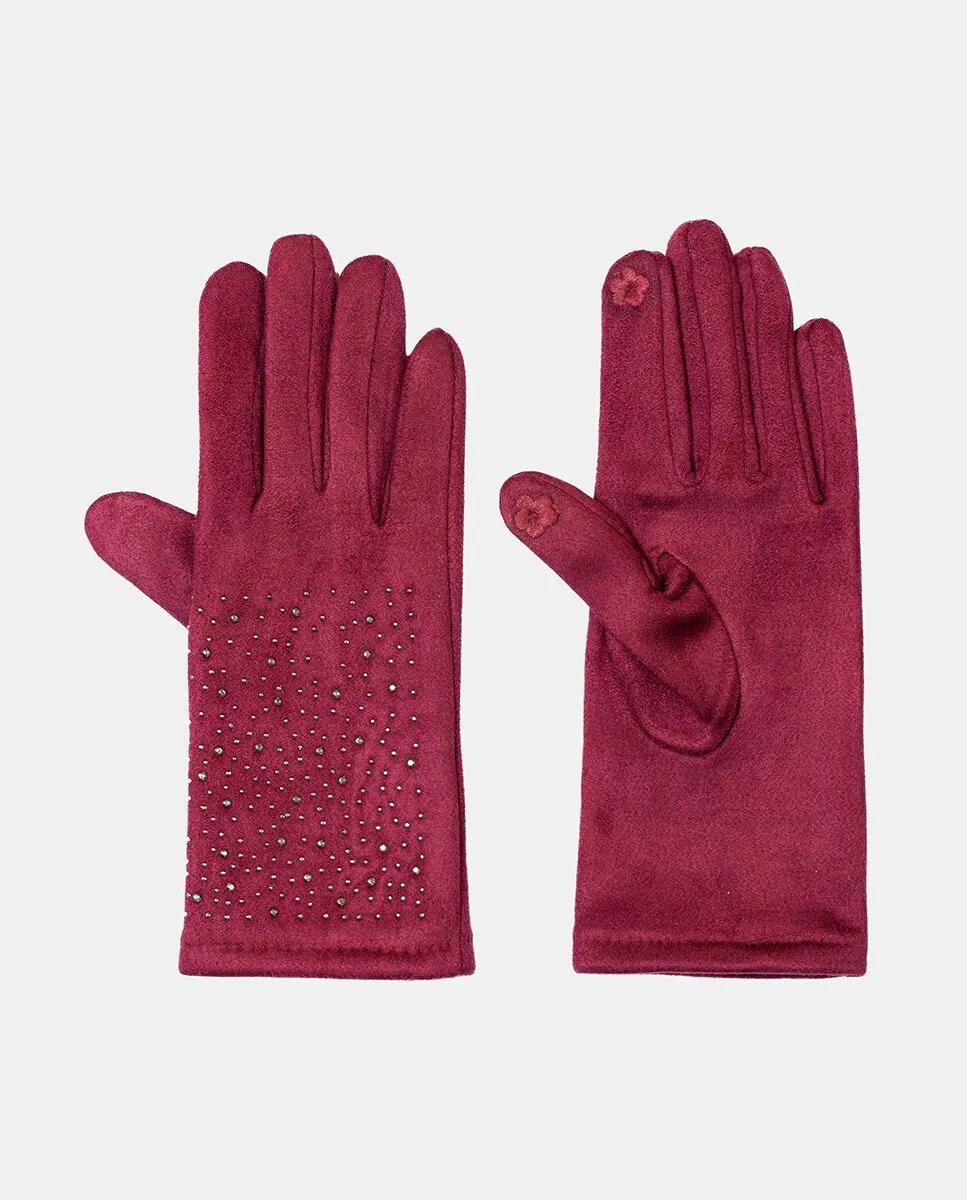 

Перчатки из замши с заклепками Santacana, бордовый