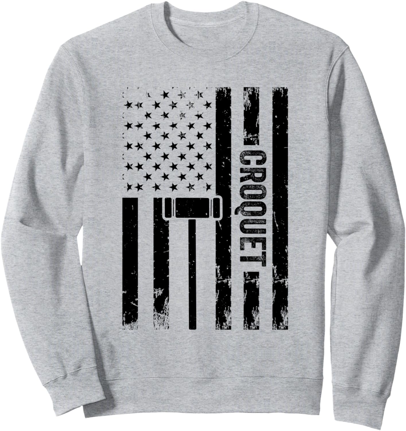 

Толстовка с изображением американского флага и символикой игрока в крокет Croquet Game Croquet Sport Croquet Player, серый