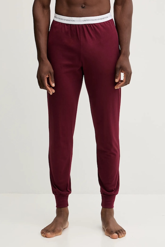 

Хлопковые пижамные брюки United Colors Of Benetton, бордовый