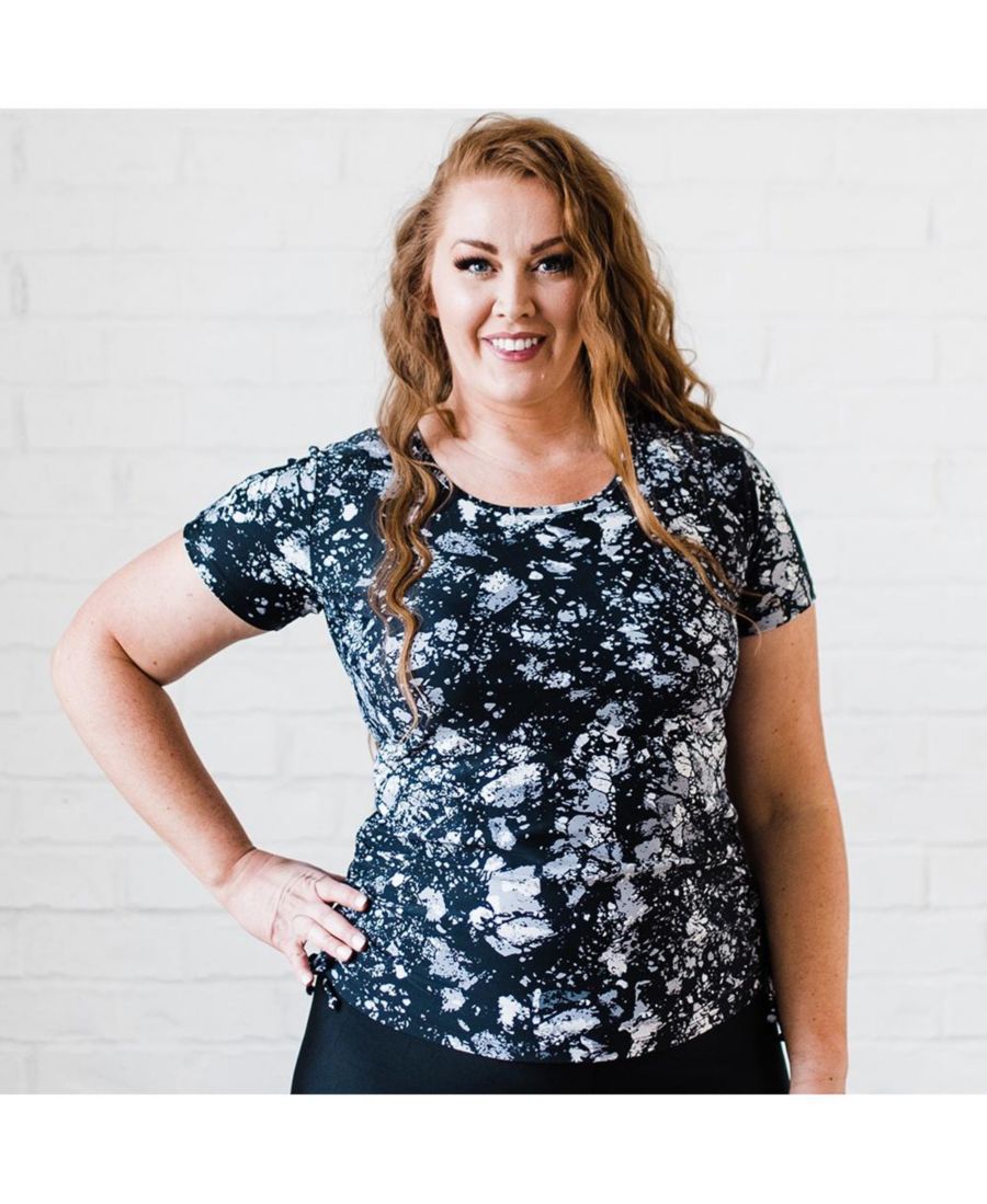 

Купальный топ и плавки/бюстгальтер Adele больших размеров с короткими рукавами Calypsa, Gray getaway