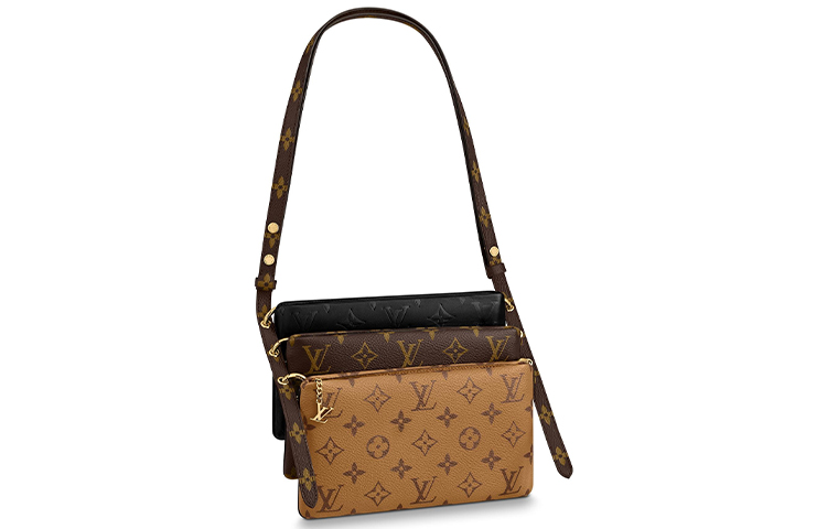 

Сумка-клатч из ягненка, через плечо, на плечо женская коричневая/карамельная/черная LOUIS VUITTON