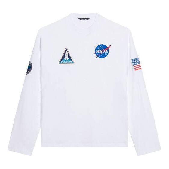 

Футболка men's x nasa crossover space printing long sleeves round neck long sleeves white Balenciaga, белый