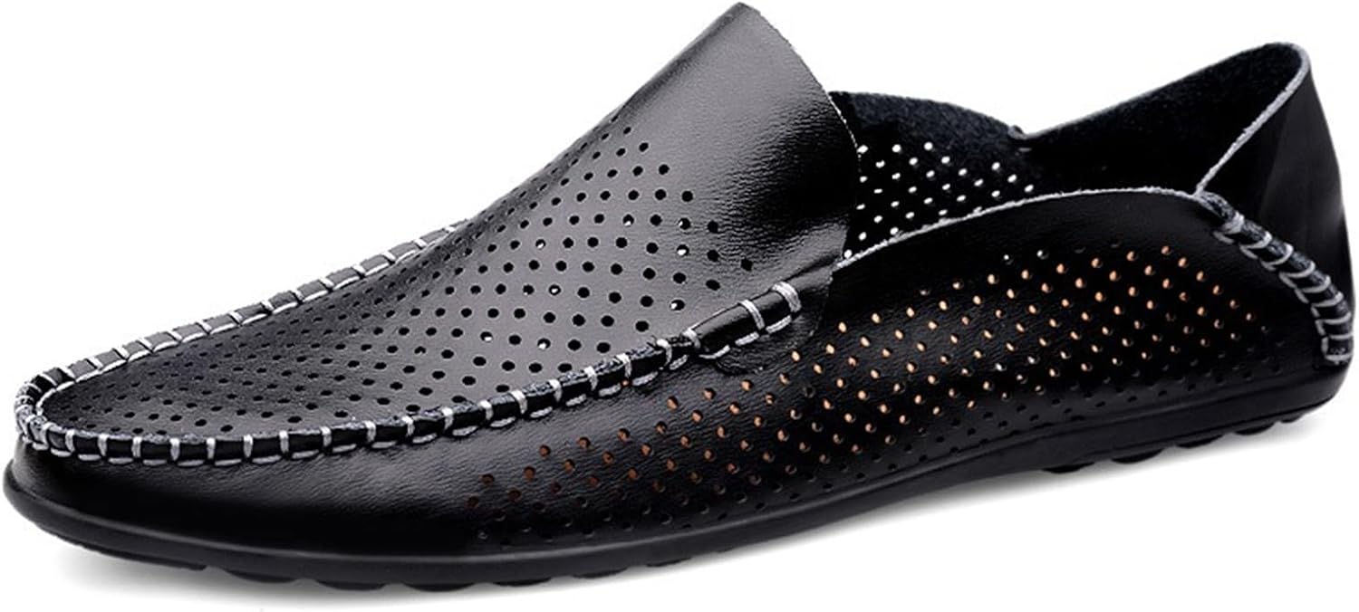 

Мужские повседневные туфли ручной работы, лоферы без шнурков, мягкие и удобные, дышащие, для ходьбы и вождения Abborora, черный