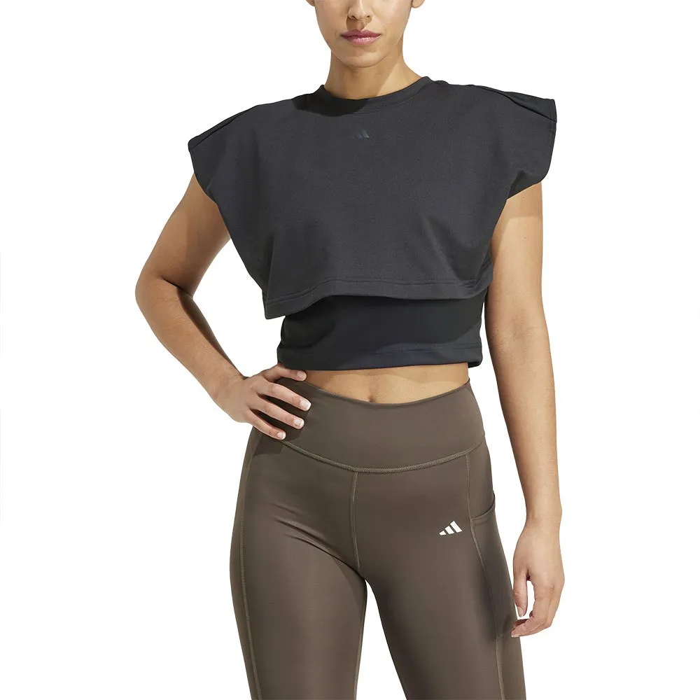 

Спортивный топ adidas Power Boxy French Terry 3 Stripes tank, черный