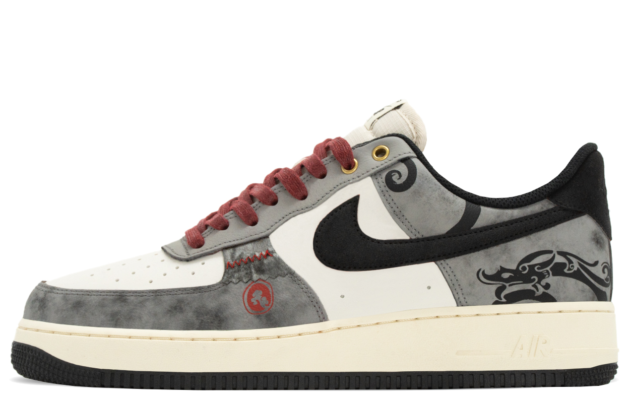 

Nike Кроссовки Air Force 1 Dragon Pattern Jade Ring, износостойкие, нескользящие, низкие, для скейтбординга, мужские, черный и серый