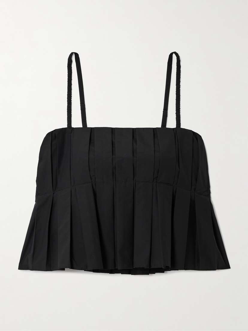 

Плиссированная майка из смесового хлопкового поплина Theory, черный