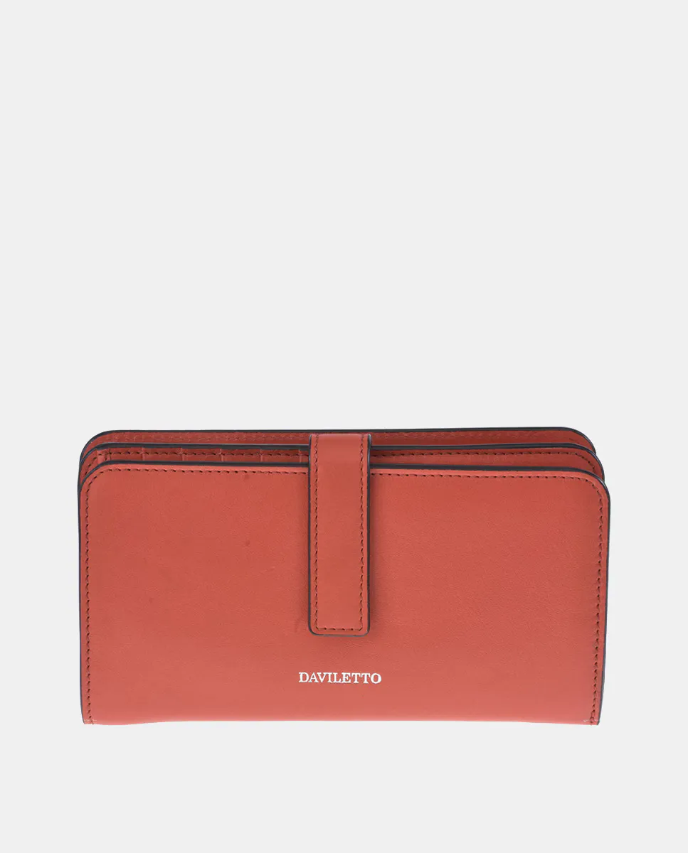 

Большой женский кошелек с молнией из кожи Daviletto, красный