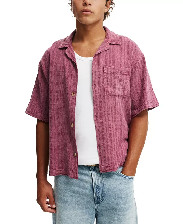 

Мужская постиранная рубашка с коротким рукавом Box Fit COTTON ON, красный
