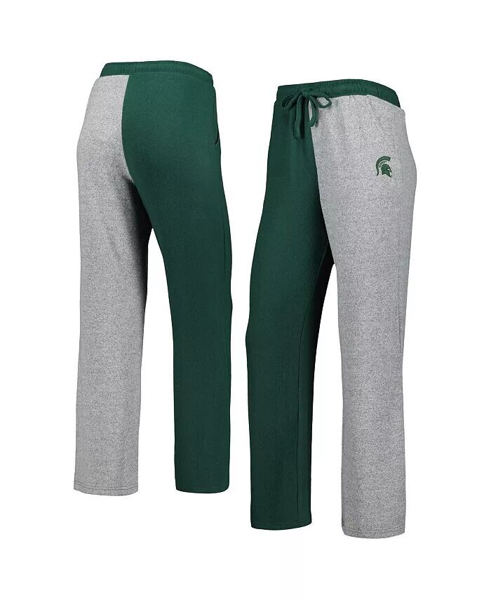 

Женские зелено-серые брюки Michigan State Spartans с цветными блоками и уютными брюками для отдыха из трех смесей Zoozatz