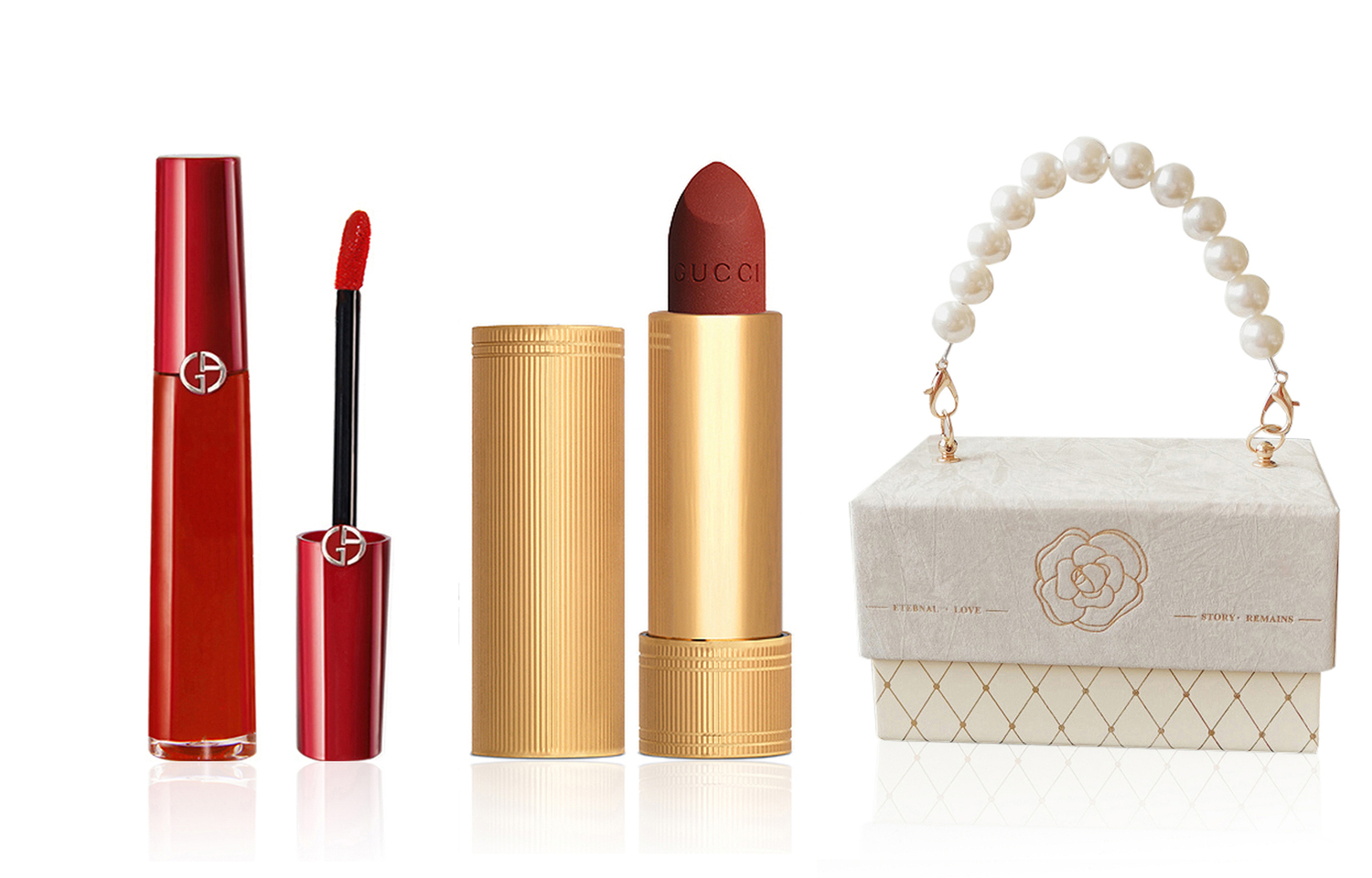 

GIORGIO ARMANI AMANI Redtube Pearl Chanel Inspired Box набор из трех матовых блесков для губ, легко растушевываются, натуральные, стойкие