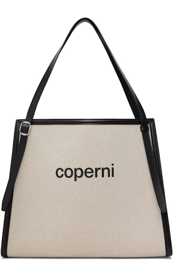 

Сумка-тоут из бежевого фирменного холста на пояс Coperni