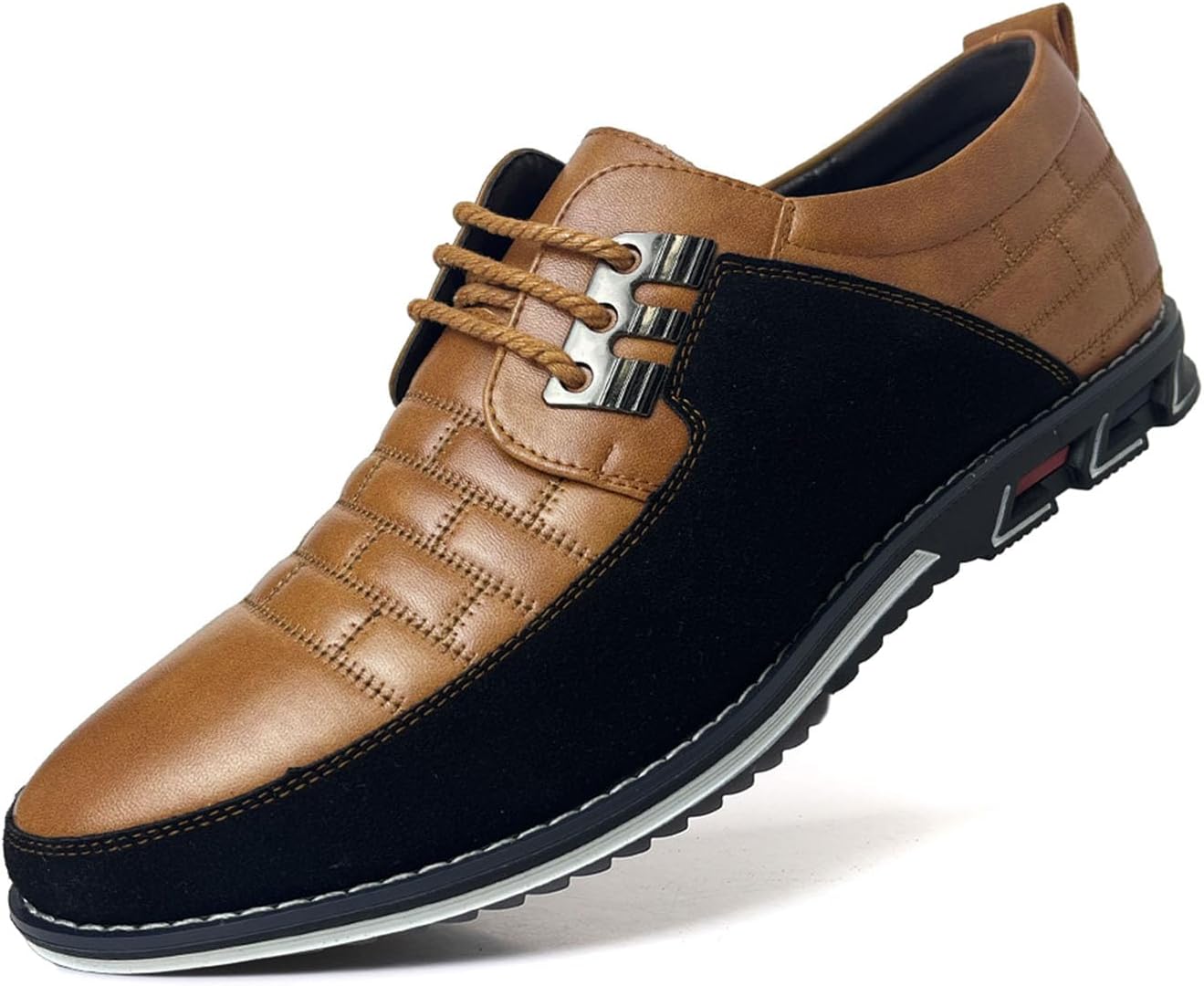 

Мужские классические туфли повседневные Oxford Derby из кожи, удобные деловые формальные туфли на шнуровке, лоферы без шнурков для прогулок Recyphi, оранжевый