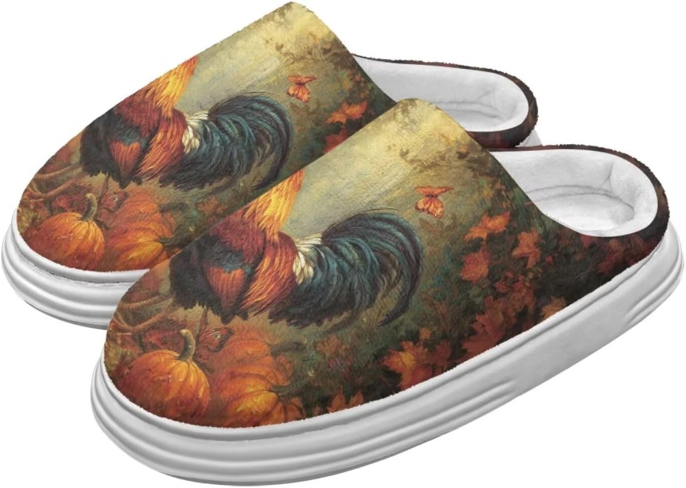

Тапочки Chririnla на День Благодарения для женщин и мужчин, мягкие, уютные, комфортные, плюшевые, легкие, без шнурков, для дома и улицы, с противоскользящей подошвой из EVA, Thanksgiving Rooster