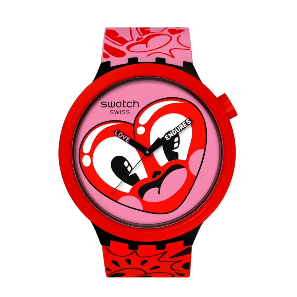 

Часы Swatch HATTIE'S HEART красные с силиконовым ремешком, красный