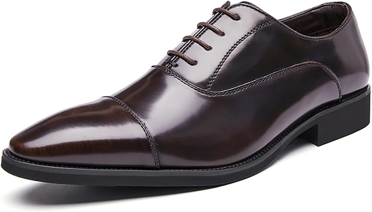 

Мужские классические туфли, формальные деловые оксфорды из лакированной кожи Generic, коричневый