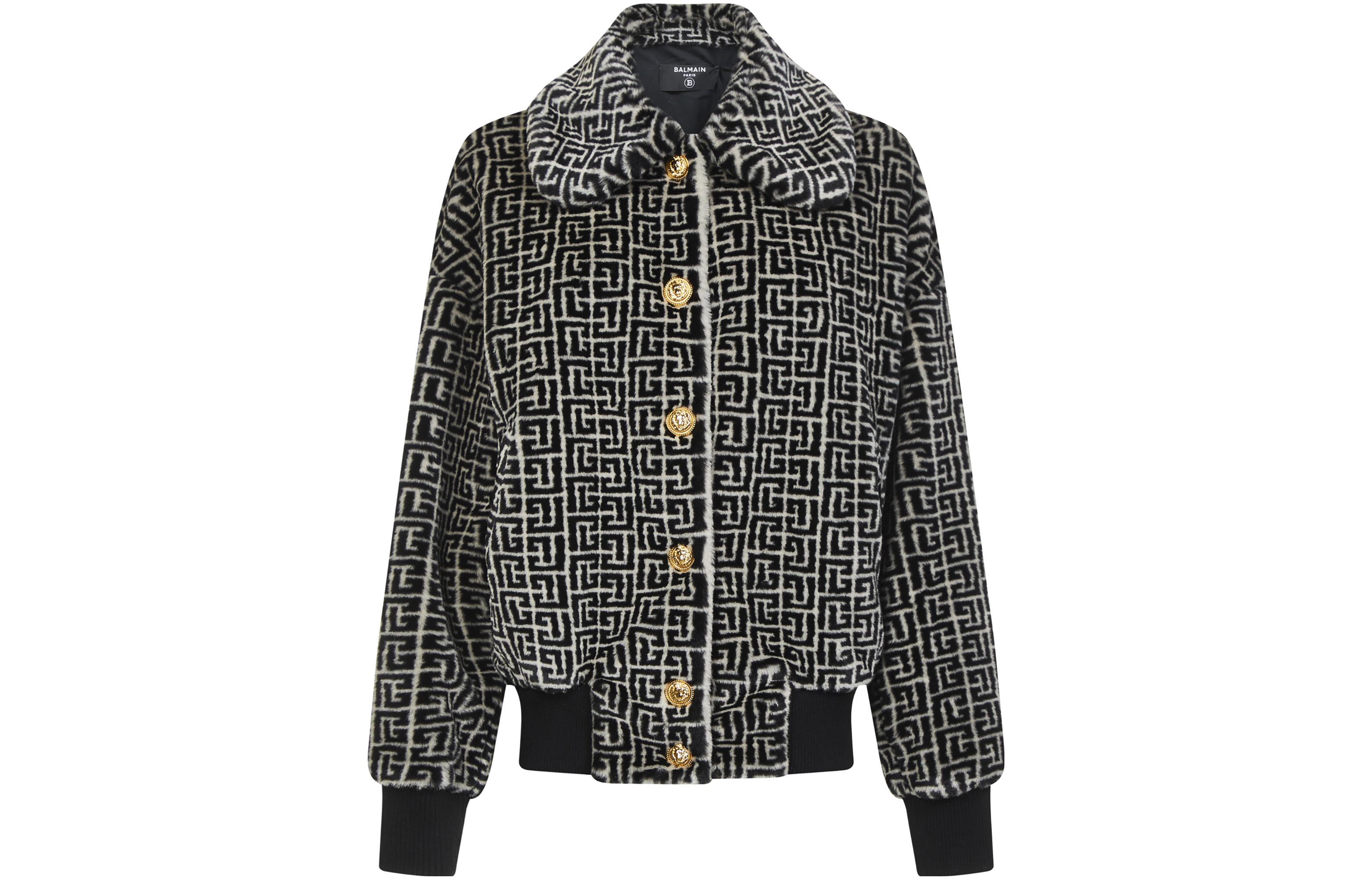 

Монограммное Однобортное Пальто 'Черный/Белый' BALMAIN