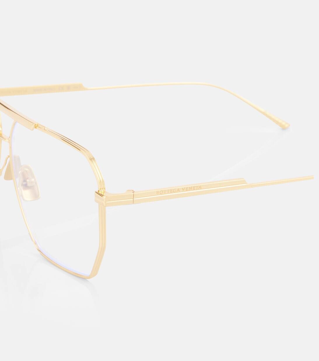 Классические очки-авиаторы Bottega Veneta, цвет gold-gold-transparent — фото 2
