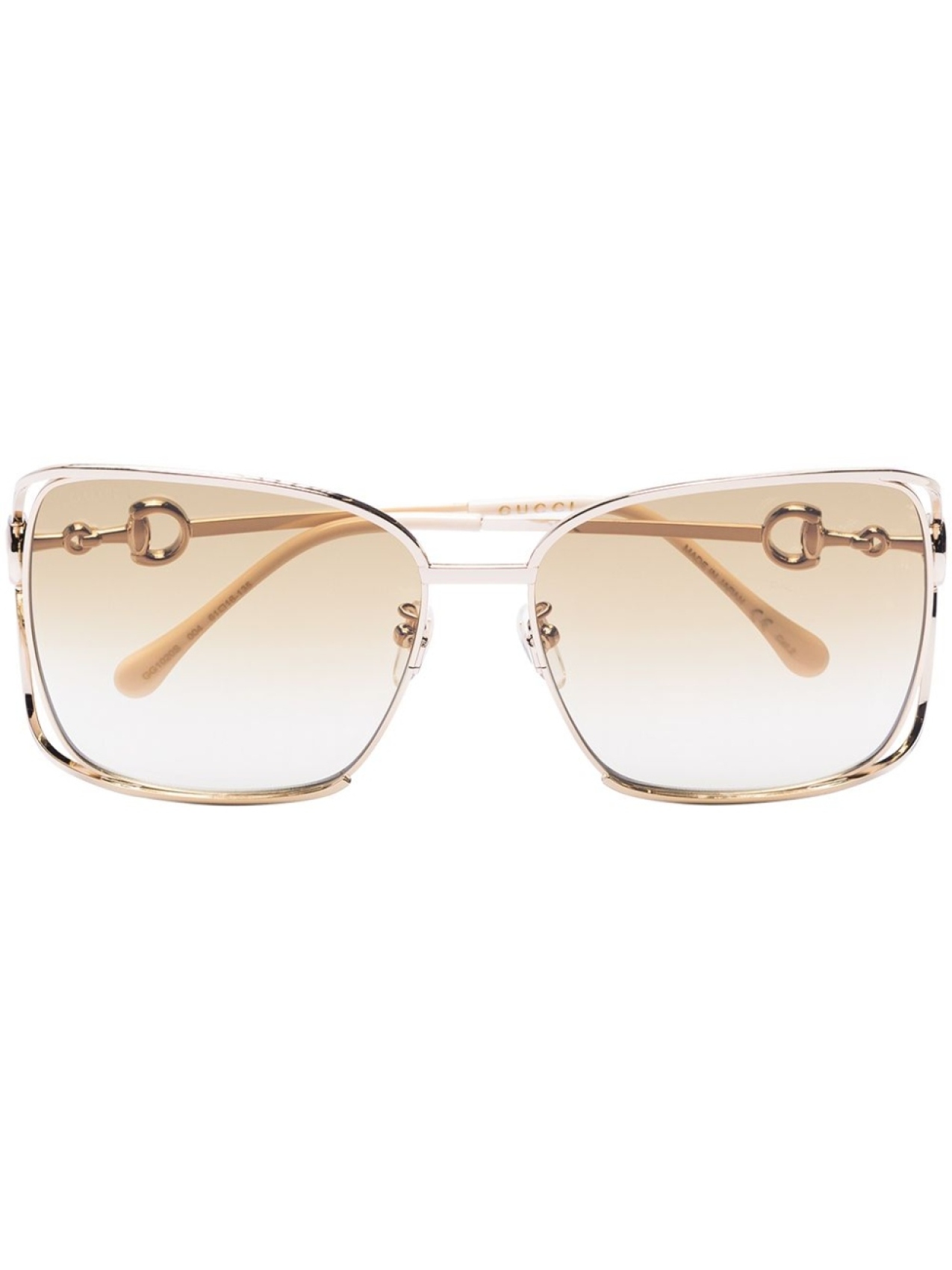 

Gucci Eyewear солнцезащитные очки Horsebit в массивной оправе, золотой