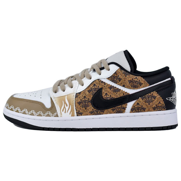 Кроссовки Air Jordan 1 Vintage Basketball Shoes Men Low-top Khaki/black/white, белый