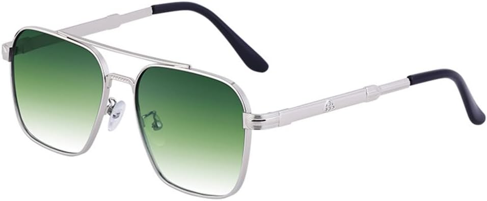 

LVTFCO Модные портативные маленькие квадратные металлические солнцезащитные очки для мужчин и женщин в винтажном стиле с градиентными коричневыми линзами, Mty039 Green