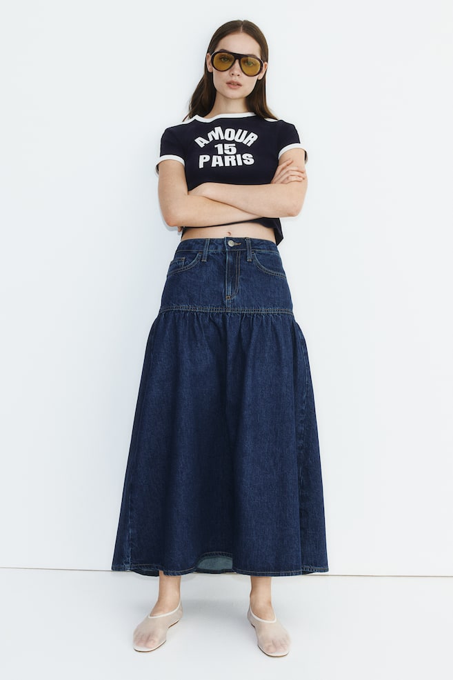 

Расклешенная джинсовая юбка H&M, синий