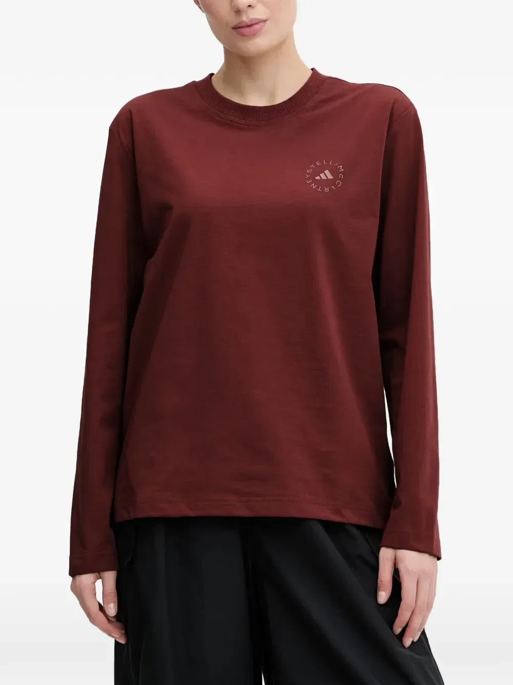 Футболка с длинным рукавом и логотипом Adidas by Stella McCartney, красный