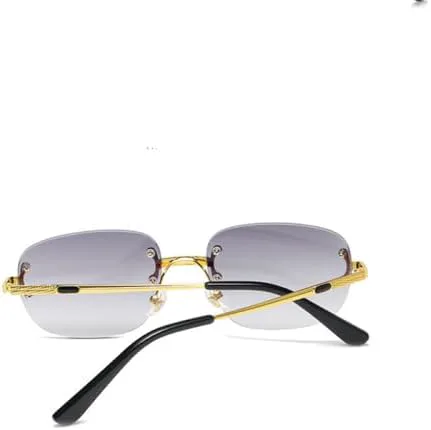 

Популярные маленькие прямоугольные солнцезащитные очки в стиле ретро, ​​без оправы, с зеркальным покрытием, защита от УФ-излучения UV400 MTZJH, Blue Mirror