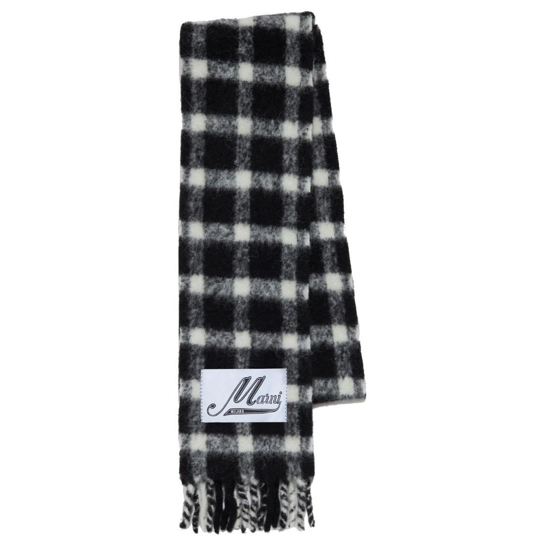 

MARNI Шарф в клетку с аппликацией логотипа, Black/White