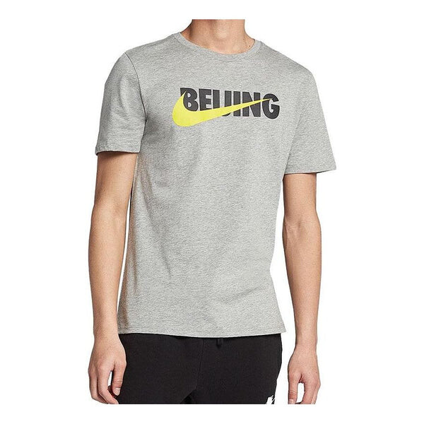 

Футболка Men's Nike Alphabet Printing Round Neck Short Sleeve Gray T-Shirt, мультиколор
