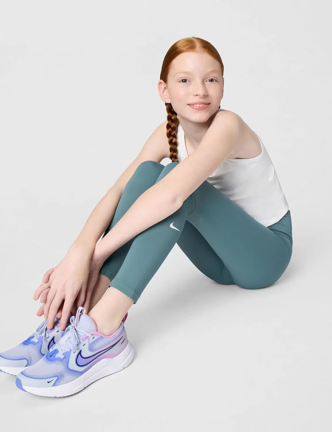 Леггинсы для девочек Dri-FIT, Nike, цвет Mineral Slate/White — фото 2