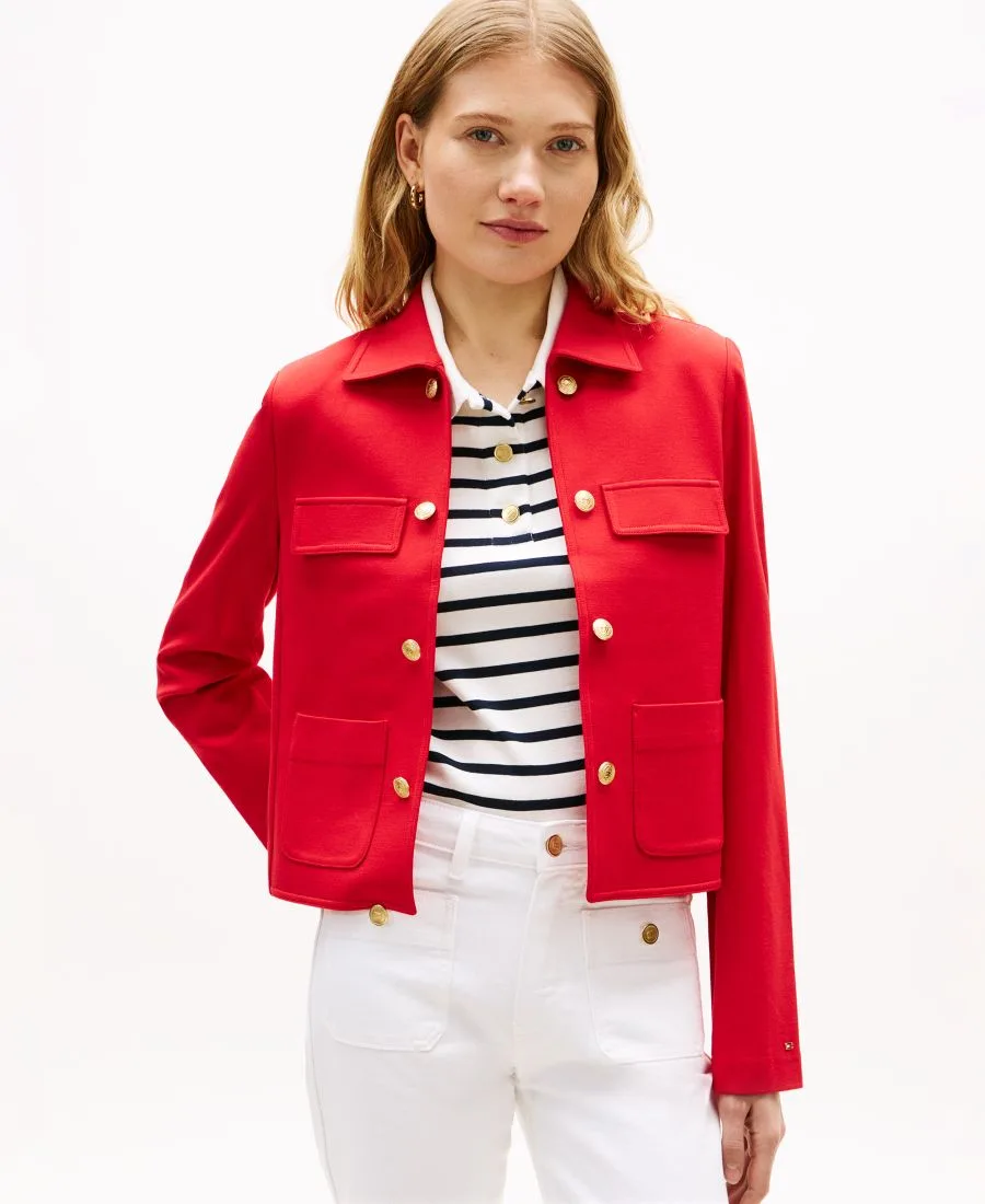 Женская куртка из ткани понте с оригинальным воротником-стойкой Tommy Hilfiger, primary красный