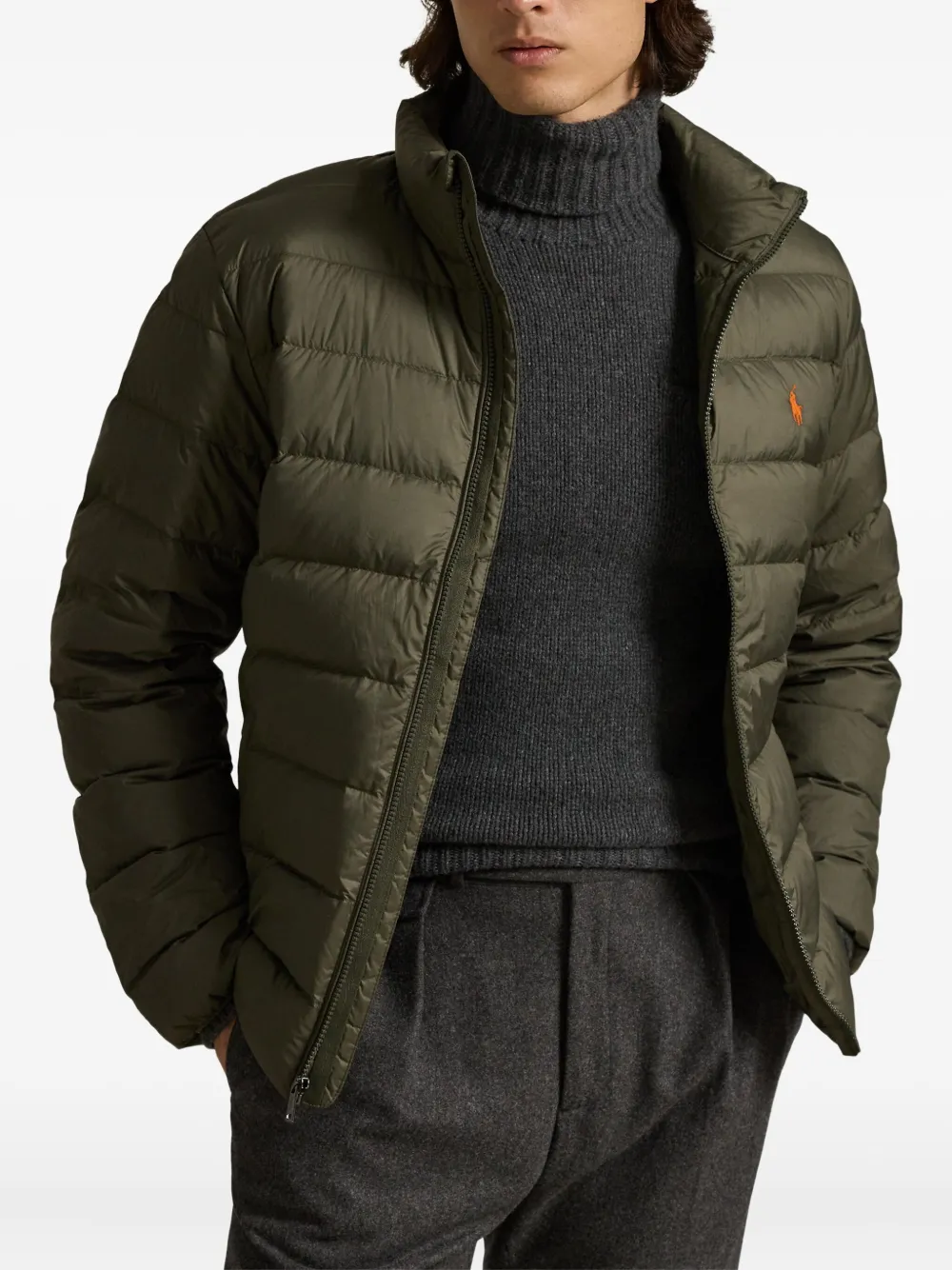 Стеганый утепленный бомбер POLO RALPH LAUREN, зеленый — фото 3