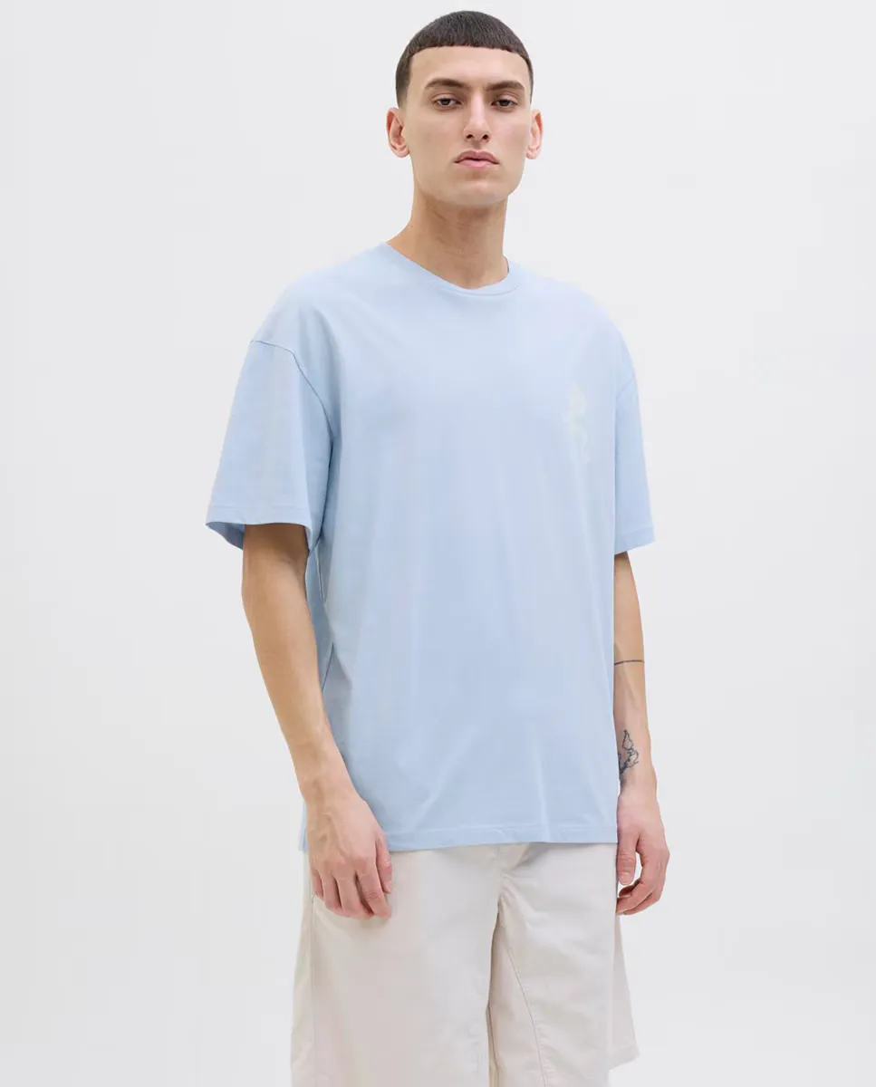 

Мужская футболка с коротким рукавом и боковой трафаретной печатью Jack & Jones, синий