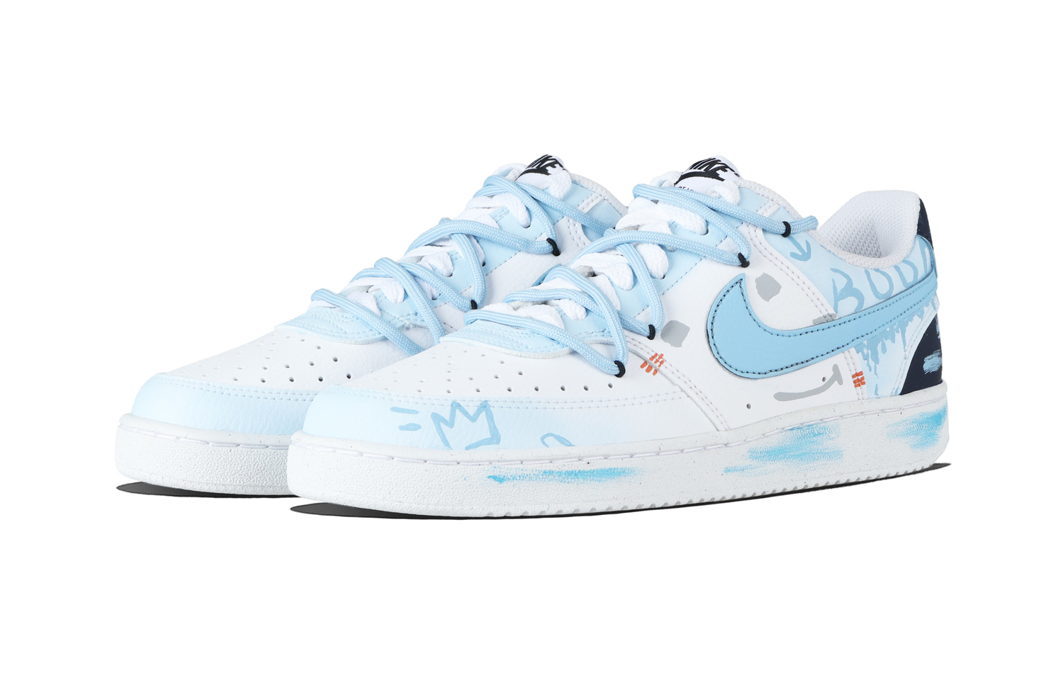 Nike Court Vision 1 Milk Blue Paint Abrasion Resistant Low top Skateboard Shoes Unisex Blue — фото 4