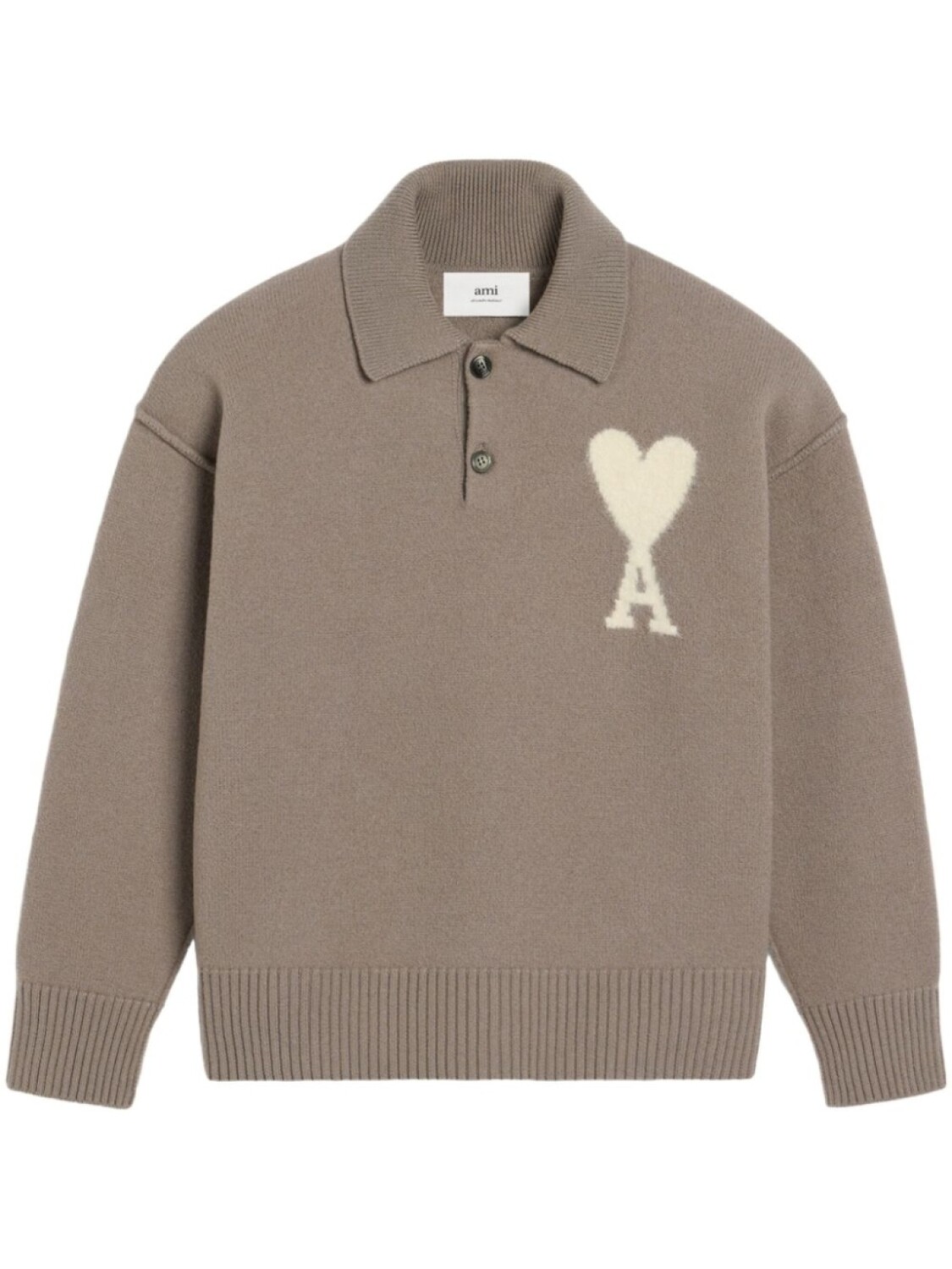 

AMI Paris Трикотажное поло Ami de Coeur, нейтральный