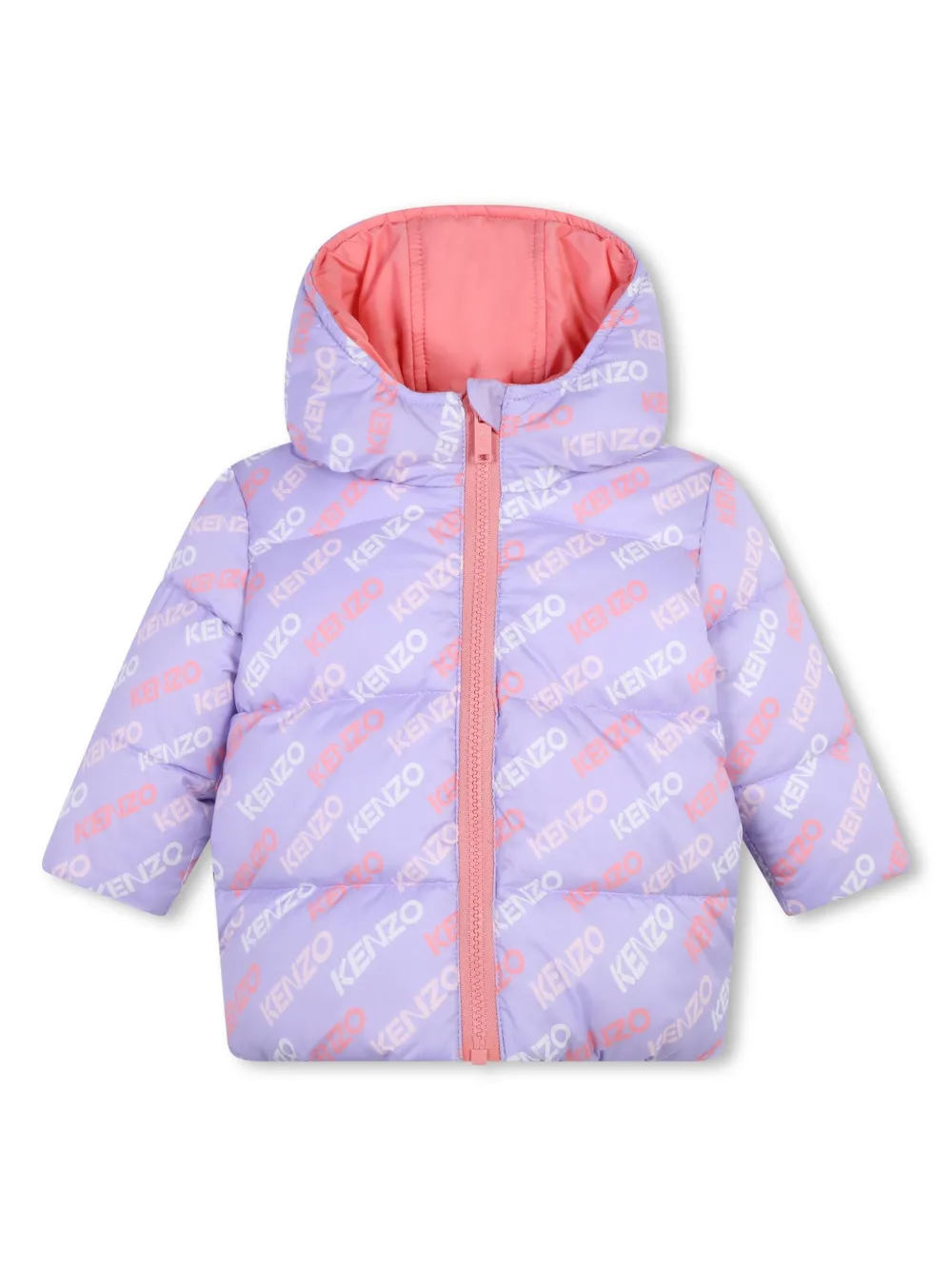 

Двусторонний пуховик с логотипом Kenzo Kids, фиолетовый