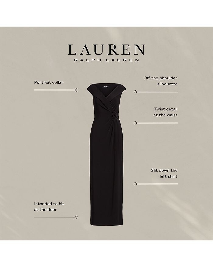 Платье с v-образным вырезом и воротником-стойкой Lauren Ralph Lauren, черный — фото 3