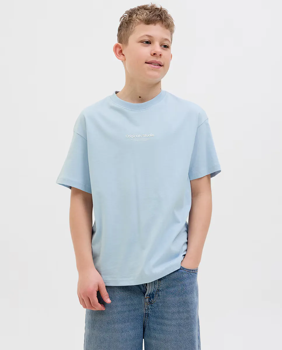 

Футболка для мальчиков с короткими рукавами и принтом спереди Jack & Jones, синий