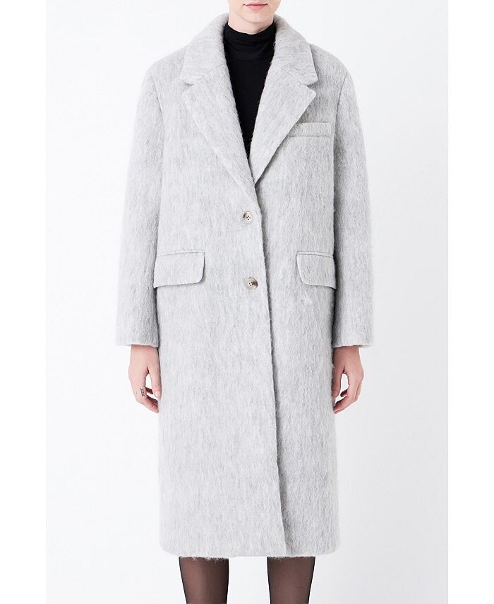 

Женское однобортное длинное пальто оверсайз Grey Lab, серый