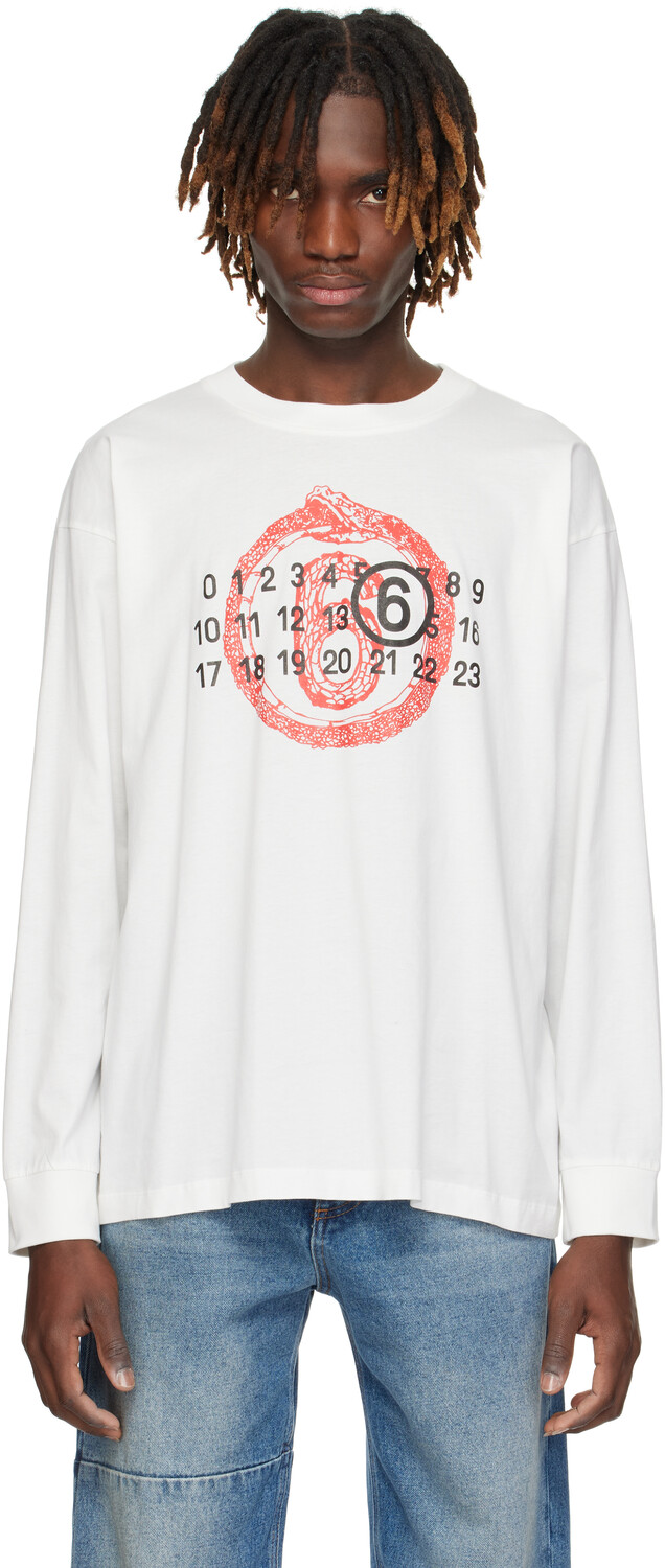 

Эксклюзивная белая футболка SSENSE «Год Змеи» MM6 Maison Margiela, кремовый