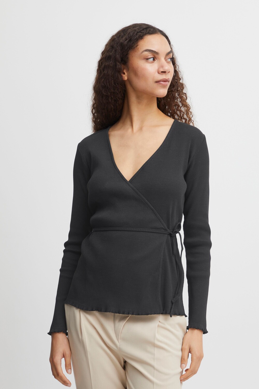 

Лонгслив b.young BYRAMSEY WRAP TSHIRT 20812838, черный