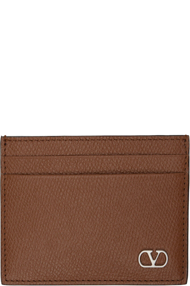

Визитница из зернистой телячьей кожи Tan VLogo Signature Valentino Garavani