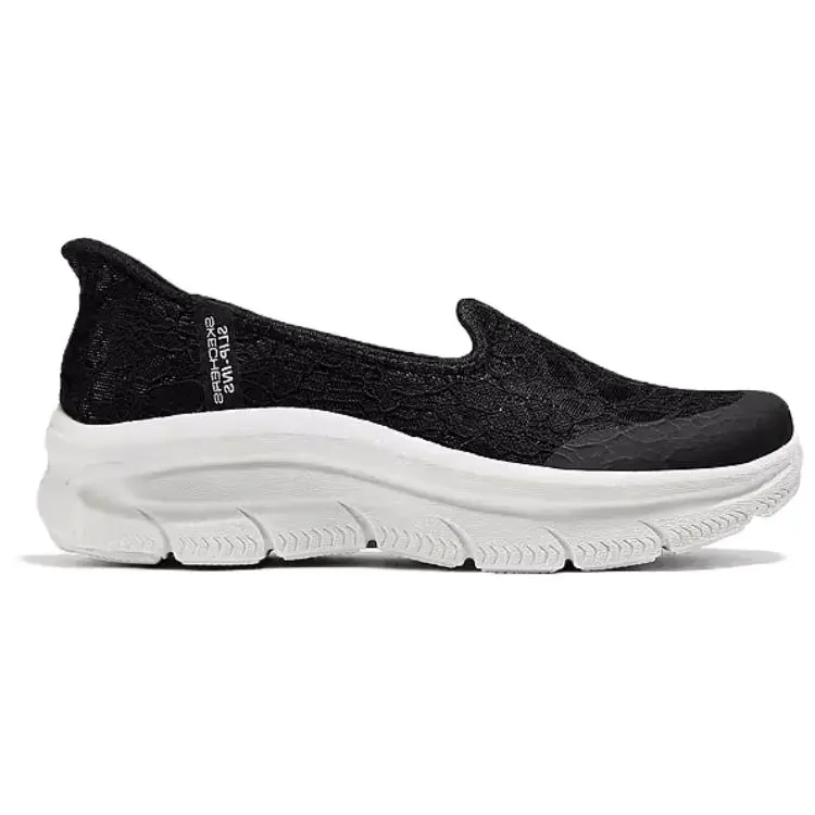 Современные удобные женские повседневные туфли женские черные/белые Skechers — фото 2